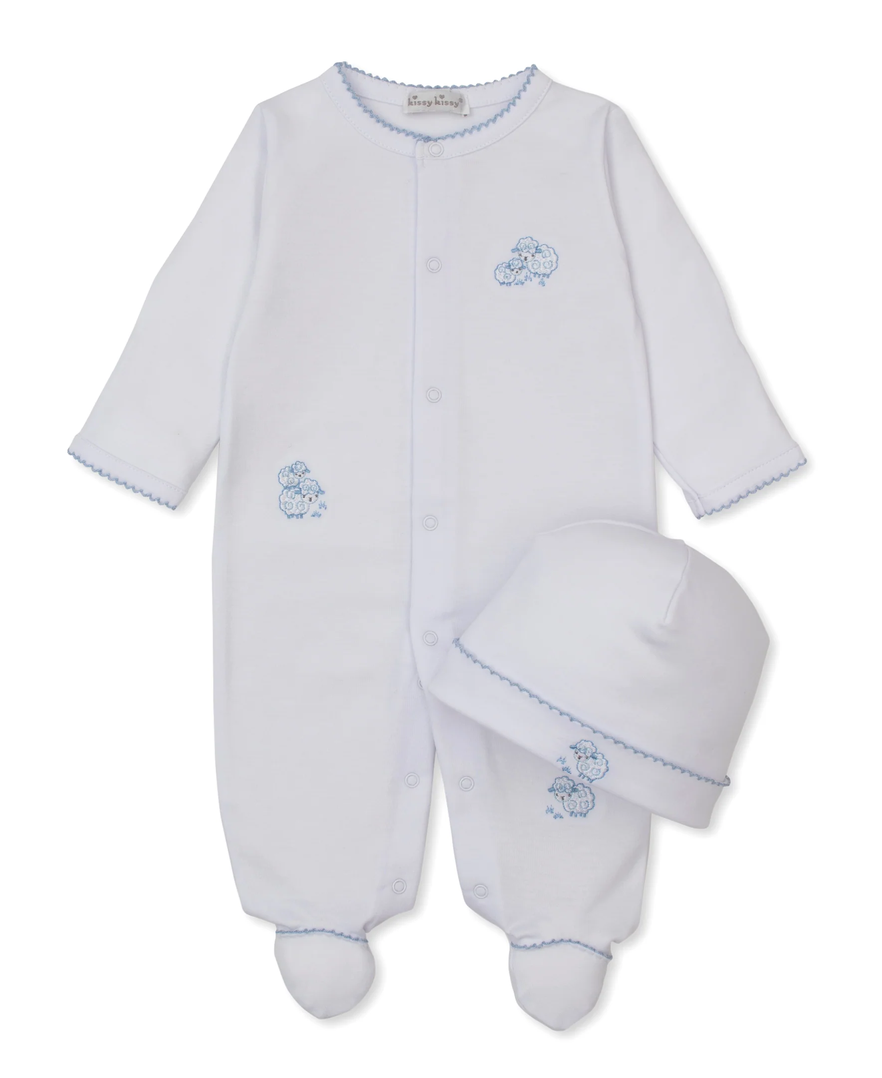 Sweet Sheep White/Blue Footie & Hat Set - Image 3