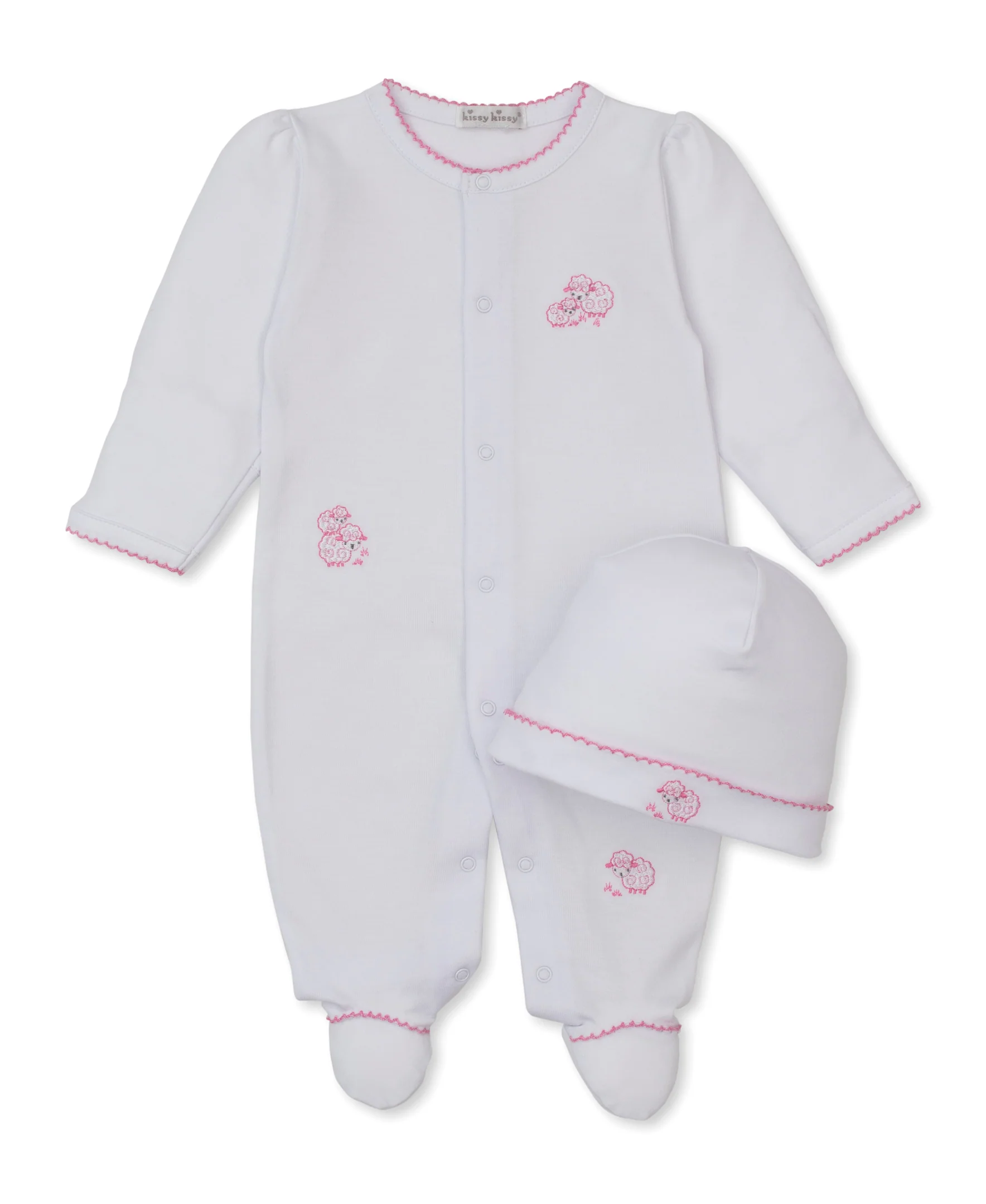 Sweet Sheep White/Pink Footie & Hat Set - Image 3