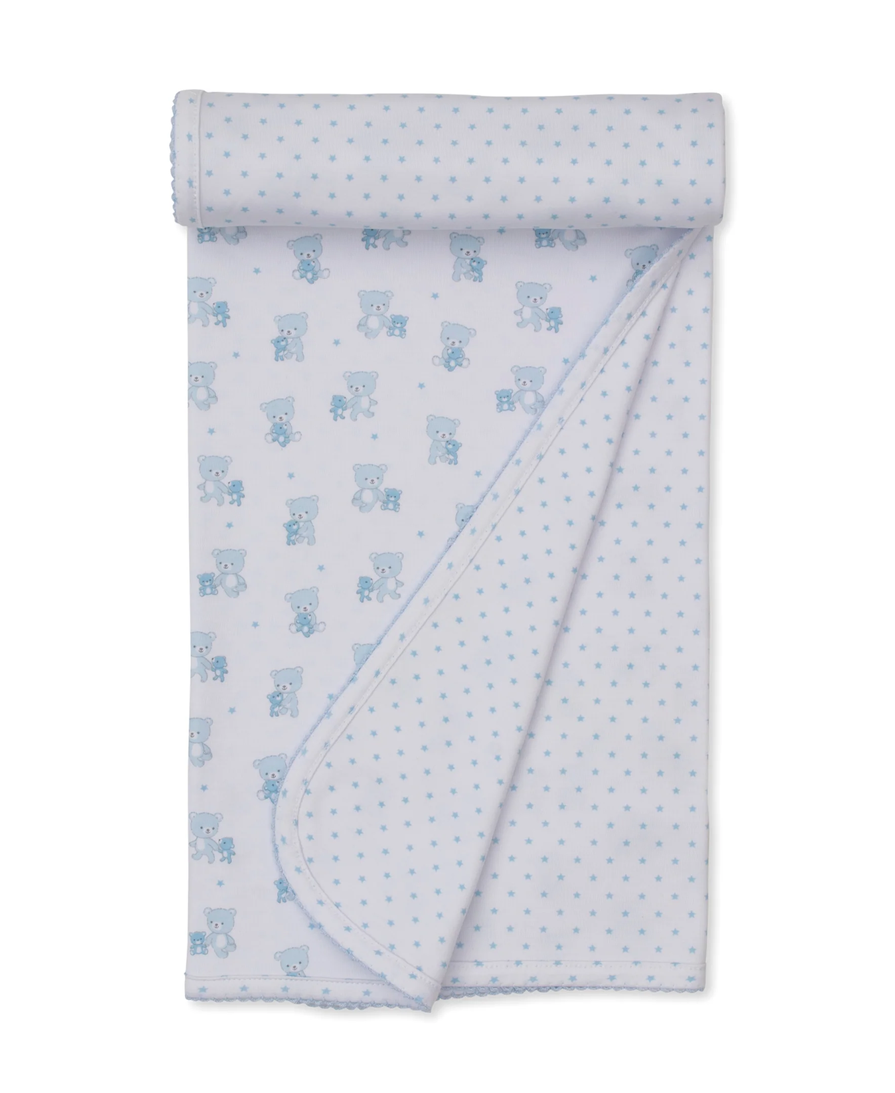 Teddy Bear Love Blue Reversible Blanket - Image 2