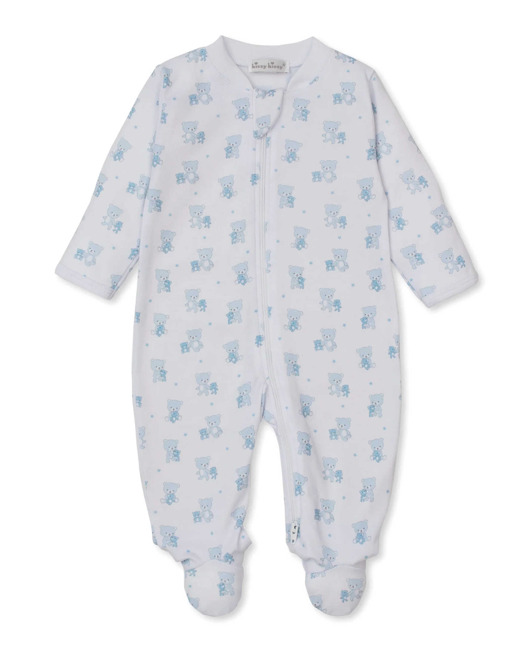 Teddy Bear Love Blue Zip Footie - Image 2