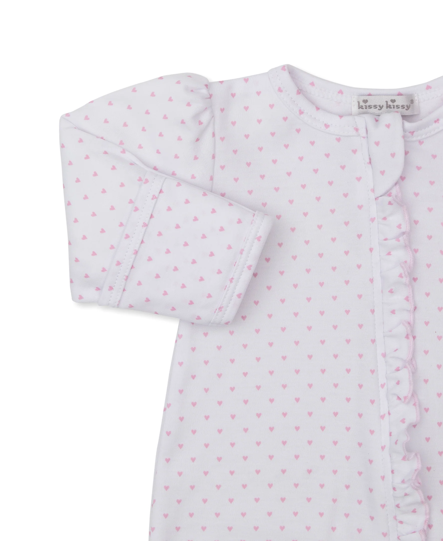 Teddy Bear Love Pink Hearts Zip Footie - Image 2
