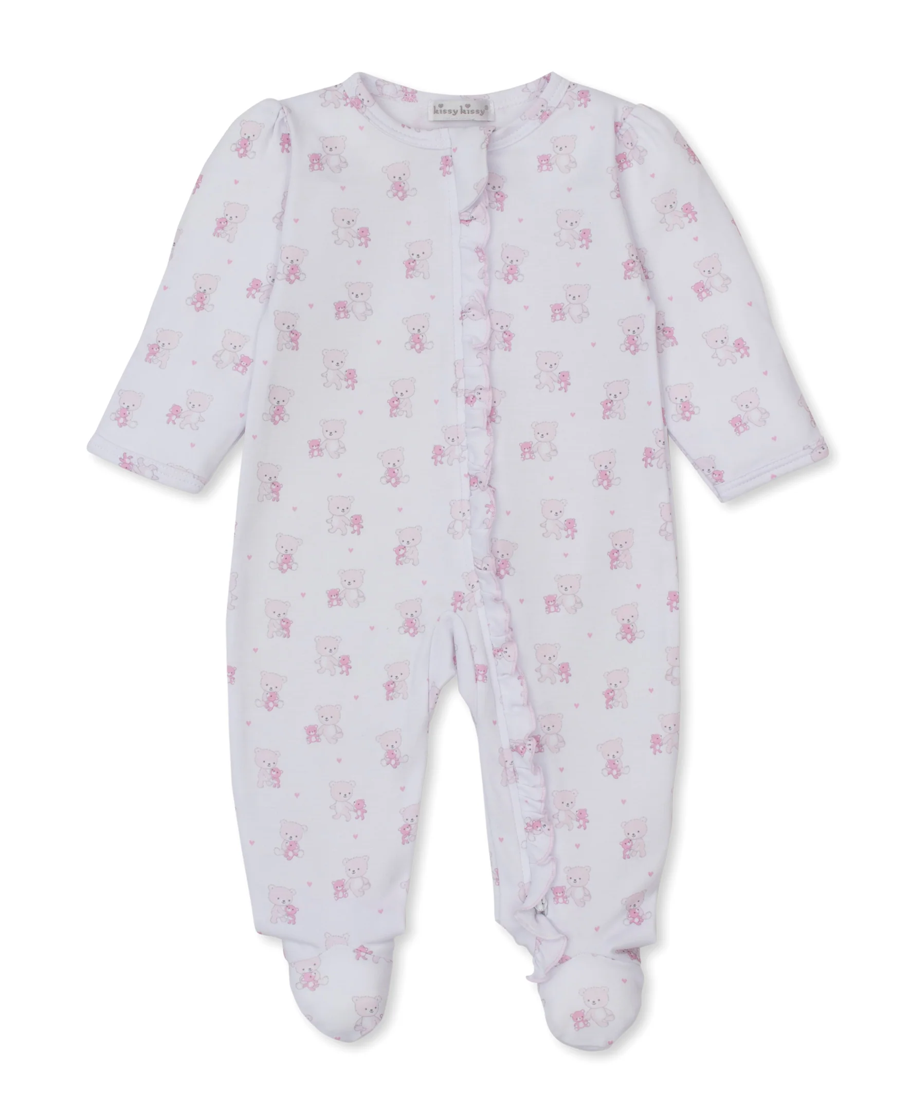 Teddy Bear Love Pink Zip Footie - Image 4