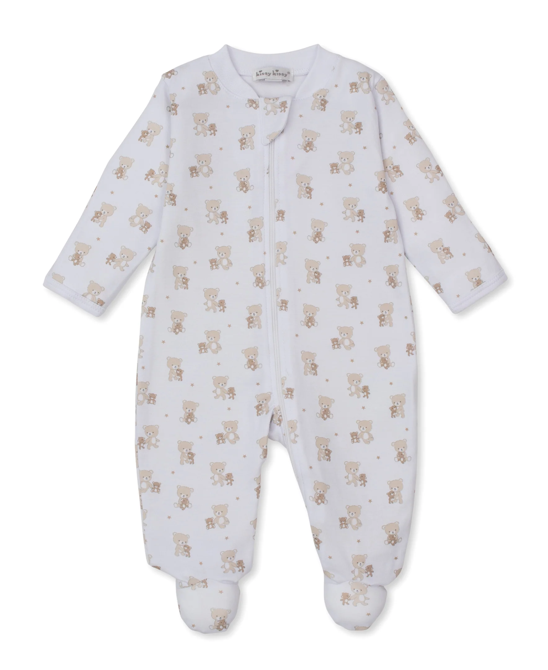 Teddy Bear Love Tan Zip Footie