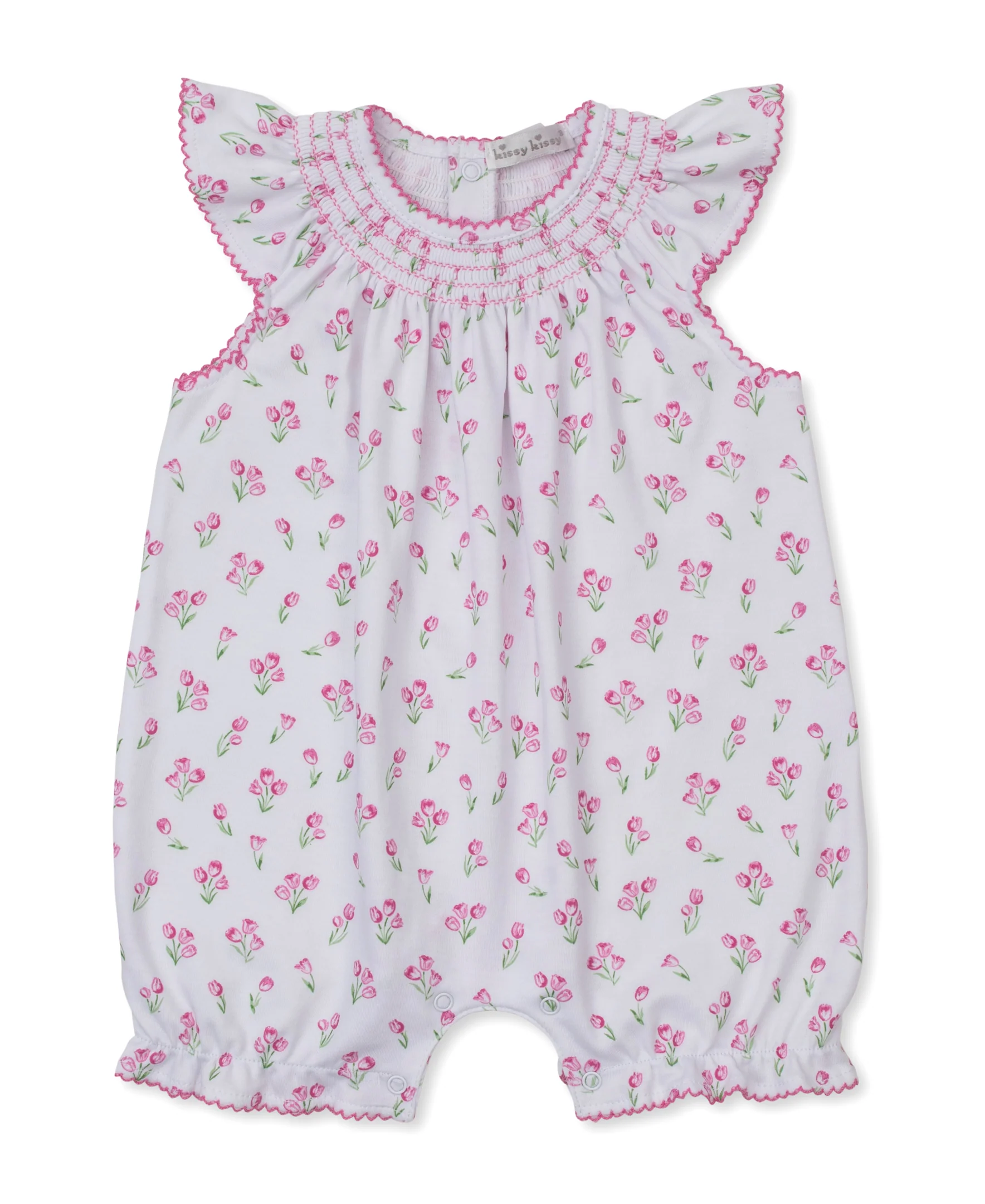 Timeless Tulips White Short Smocked Playsuit