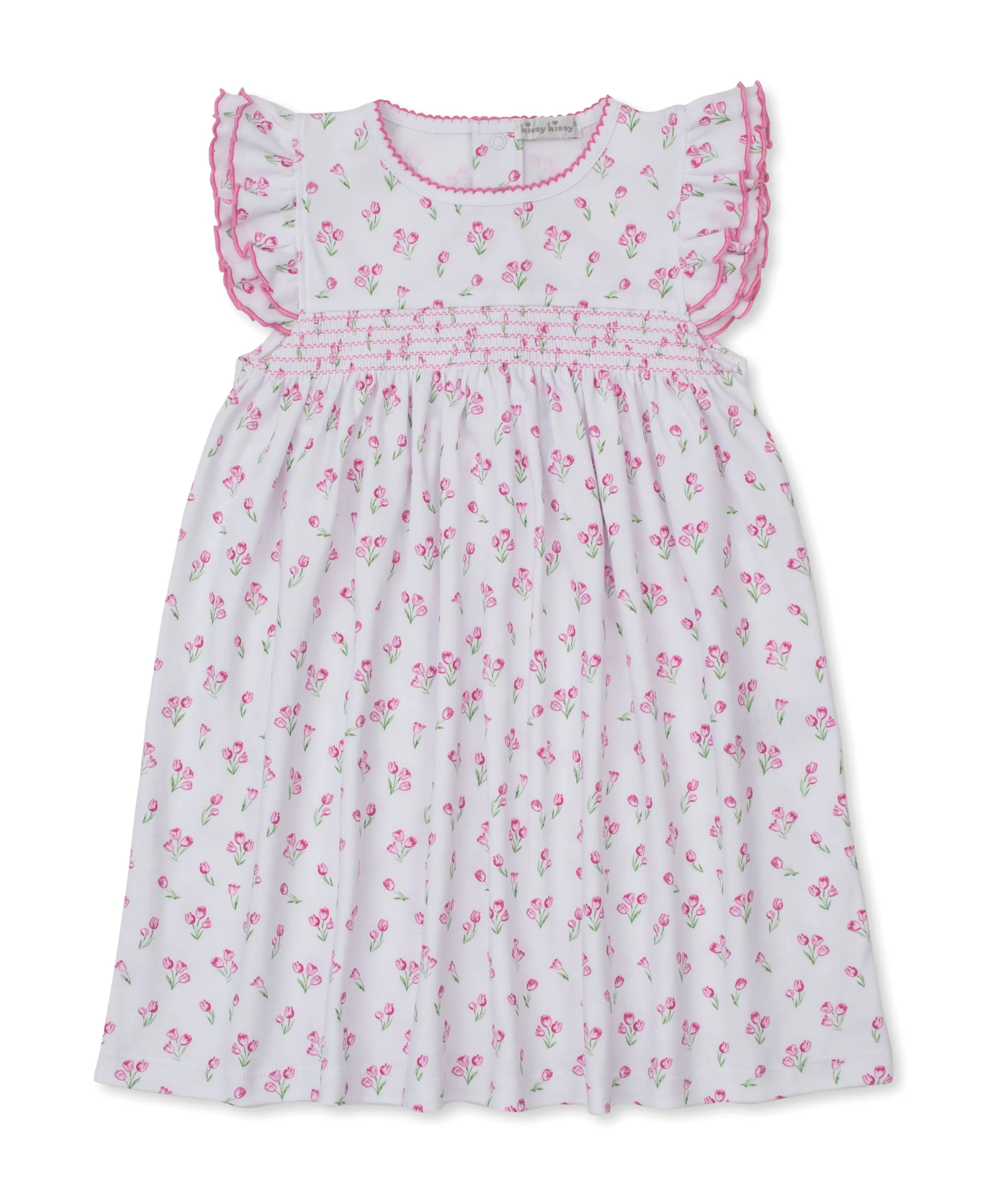 Timeless Tulips White Smocked Toddler Dress