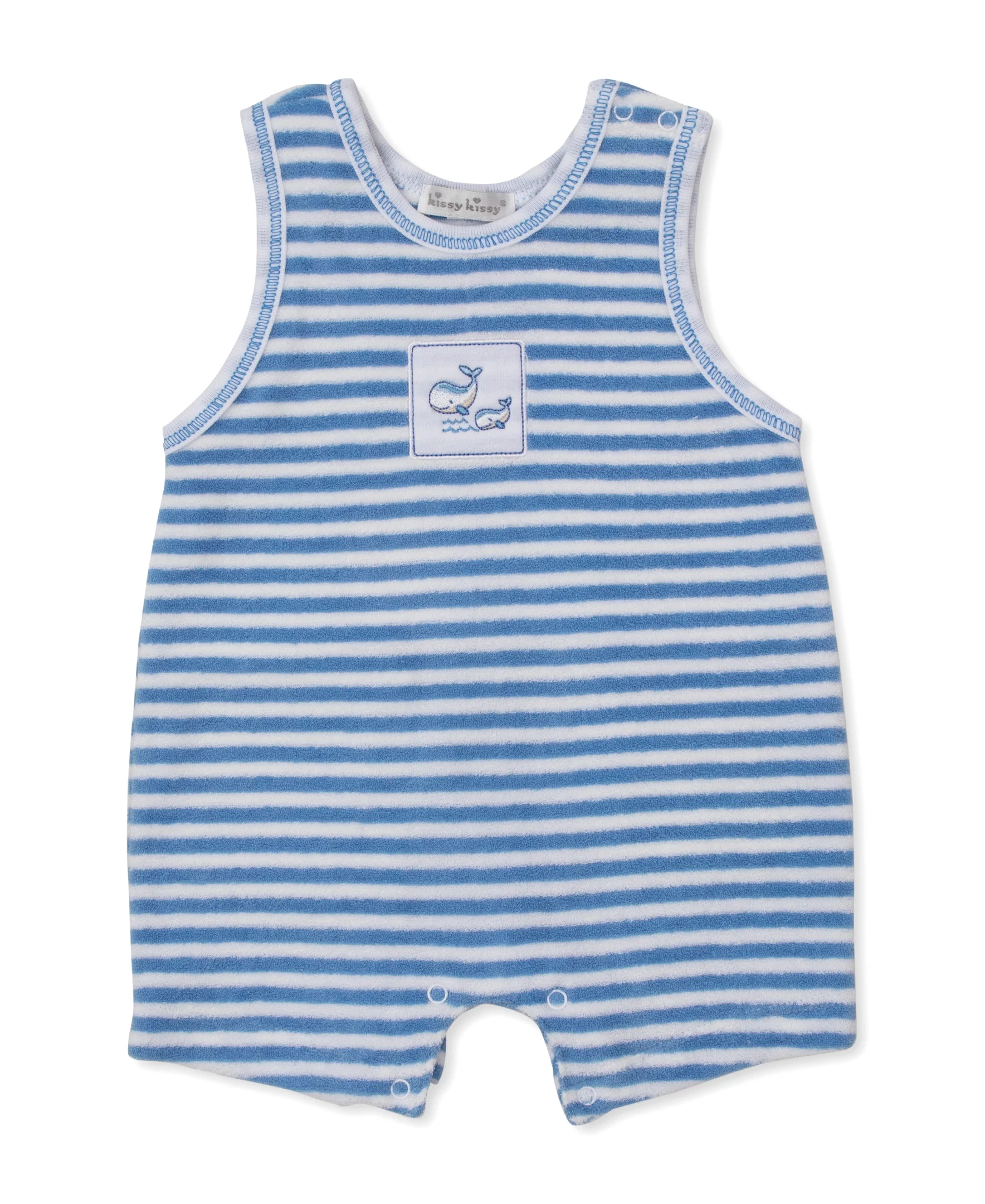Whale Pods Blue Stripe Terry Sleeveless Playsuit