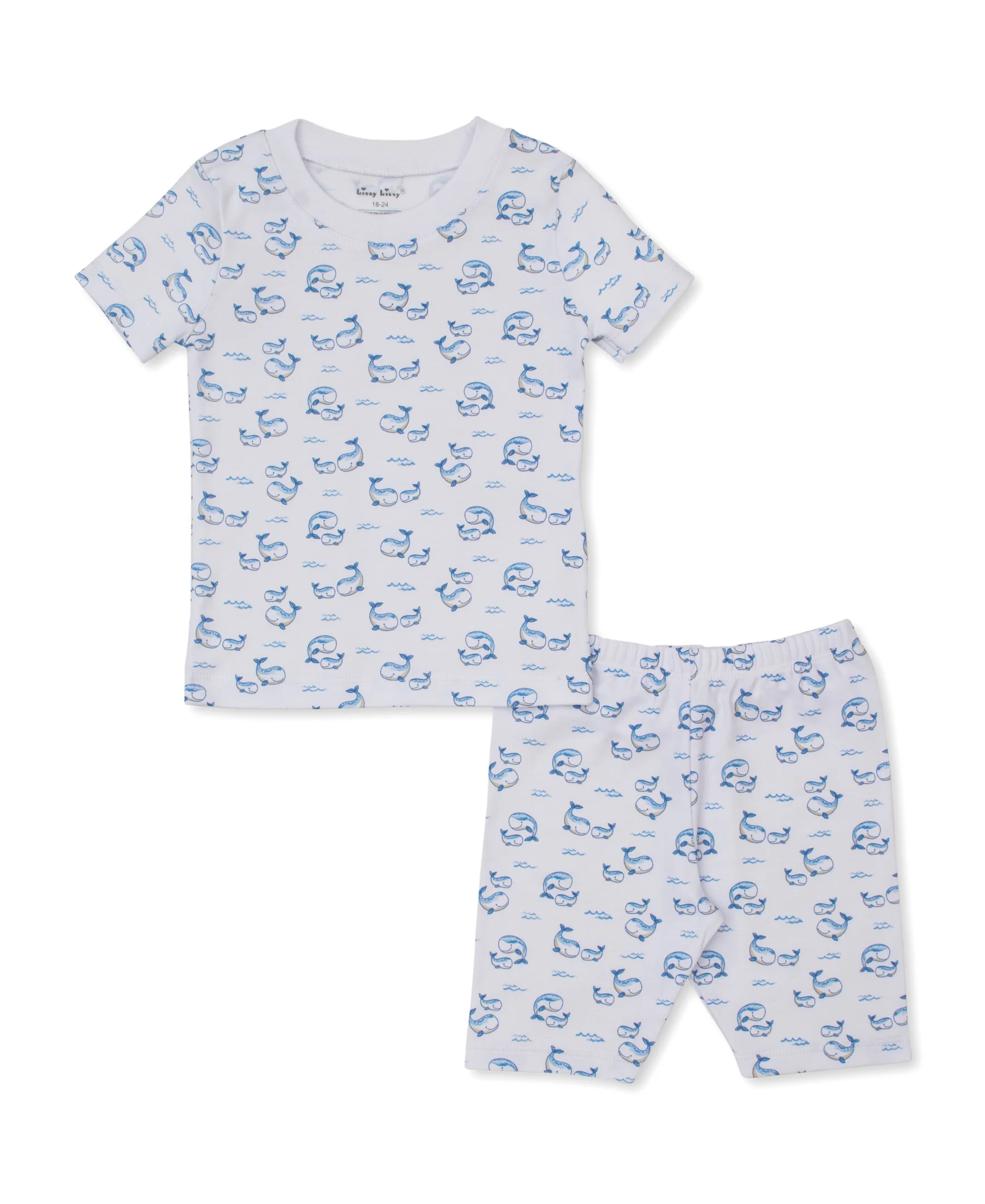 Whale Pods Blue Toddler Short Pajama Set - Image 2