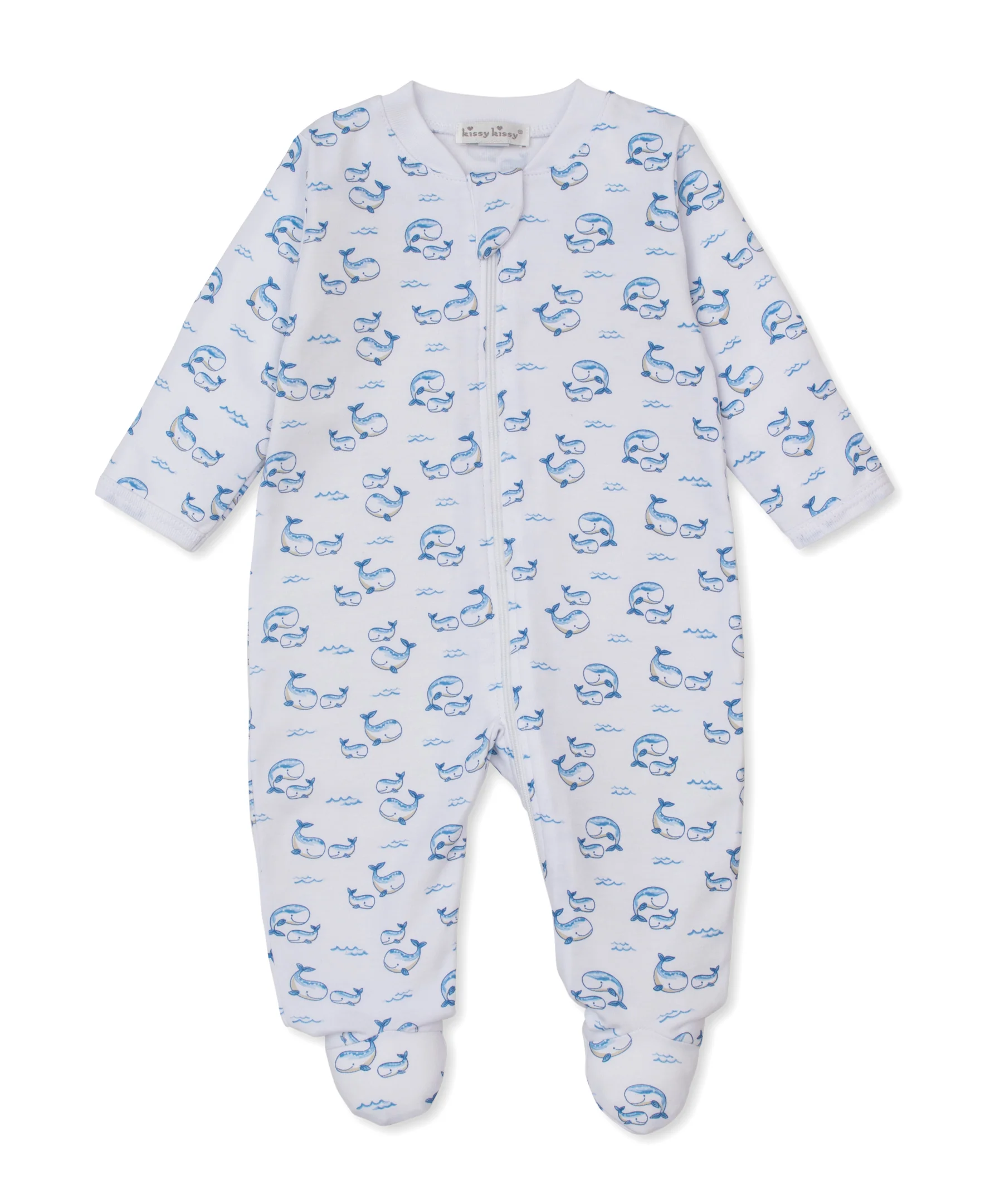 Whale Pods Blue Zip Footie - Image 2