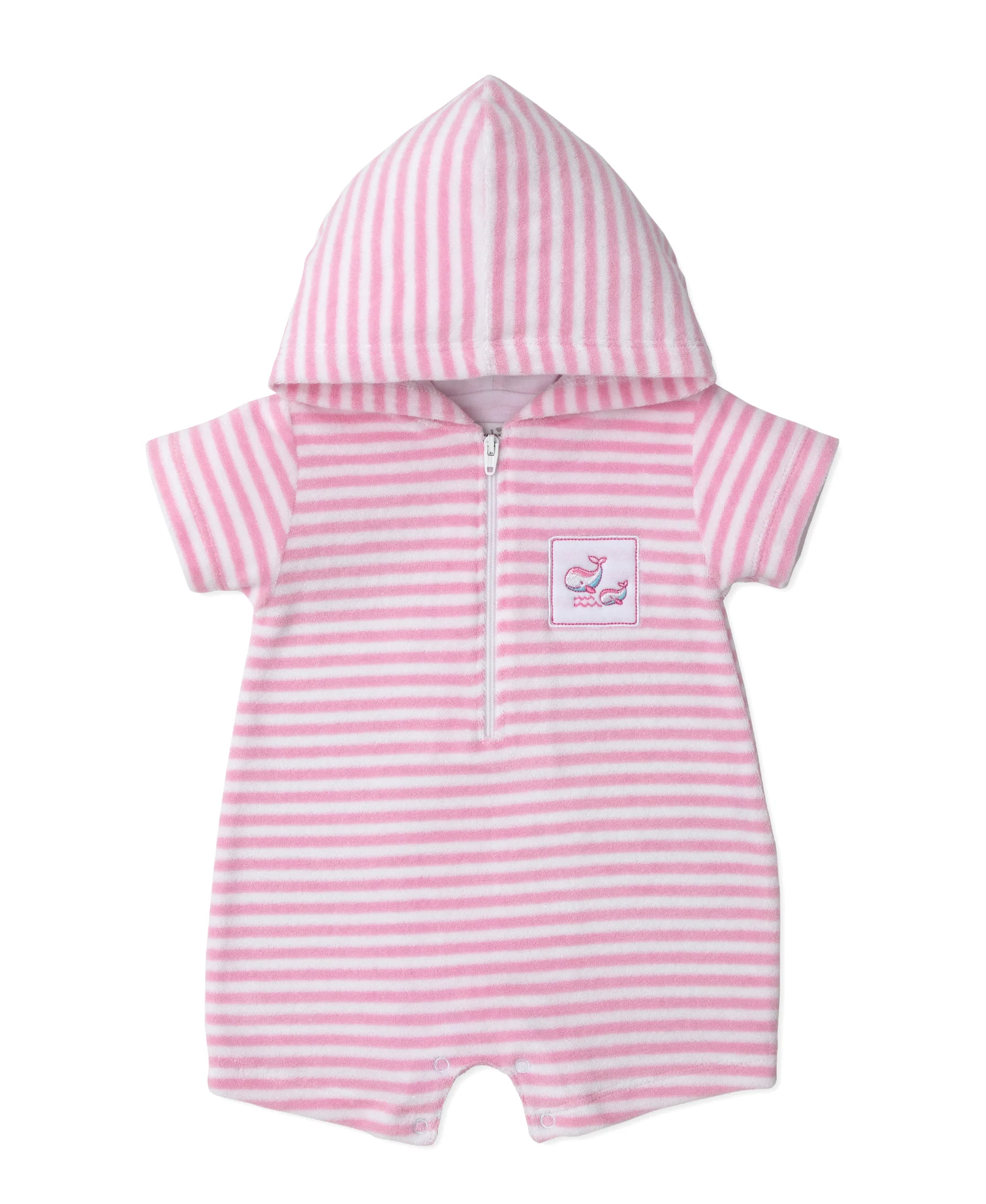 Whale Pods Pink Stripe Terry Romper - Image 3