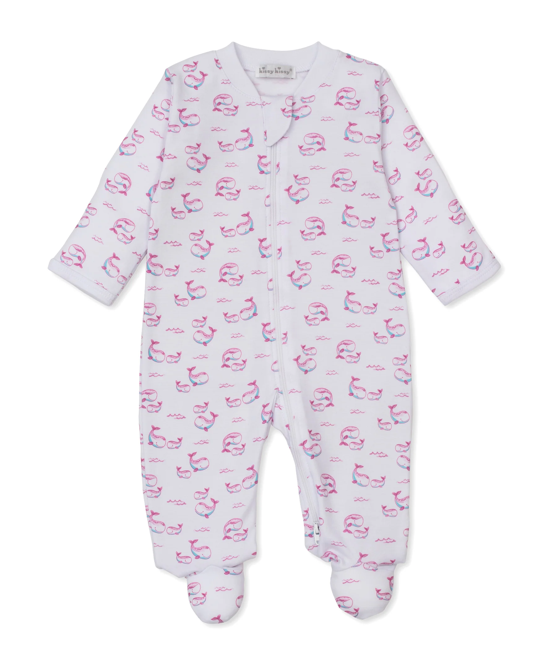 Whale Pods Pink Zip Footie