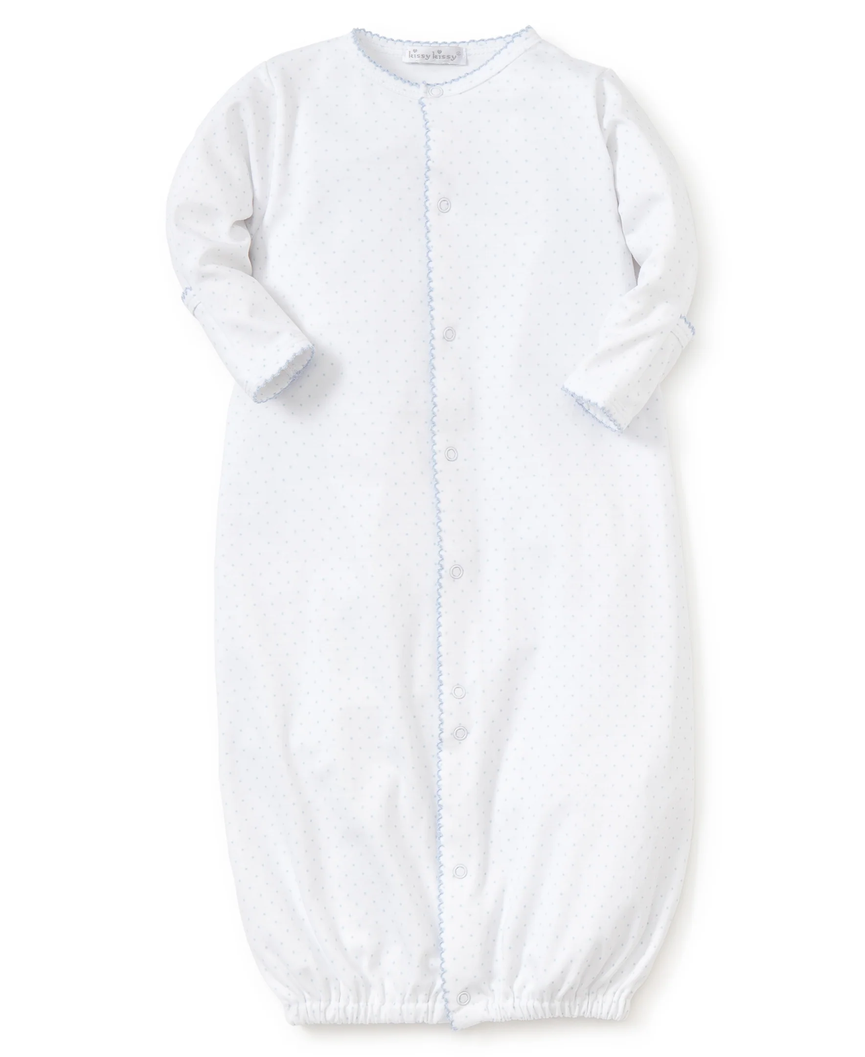 White/Blue New Kissy Dots Print Converter Gown