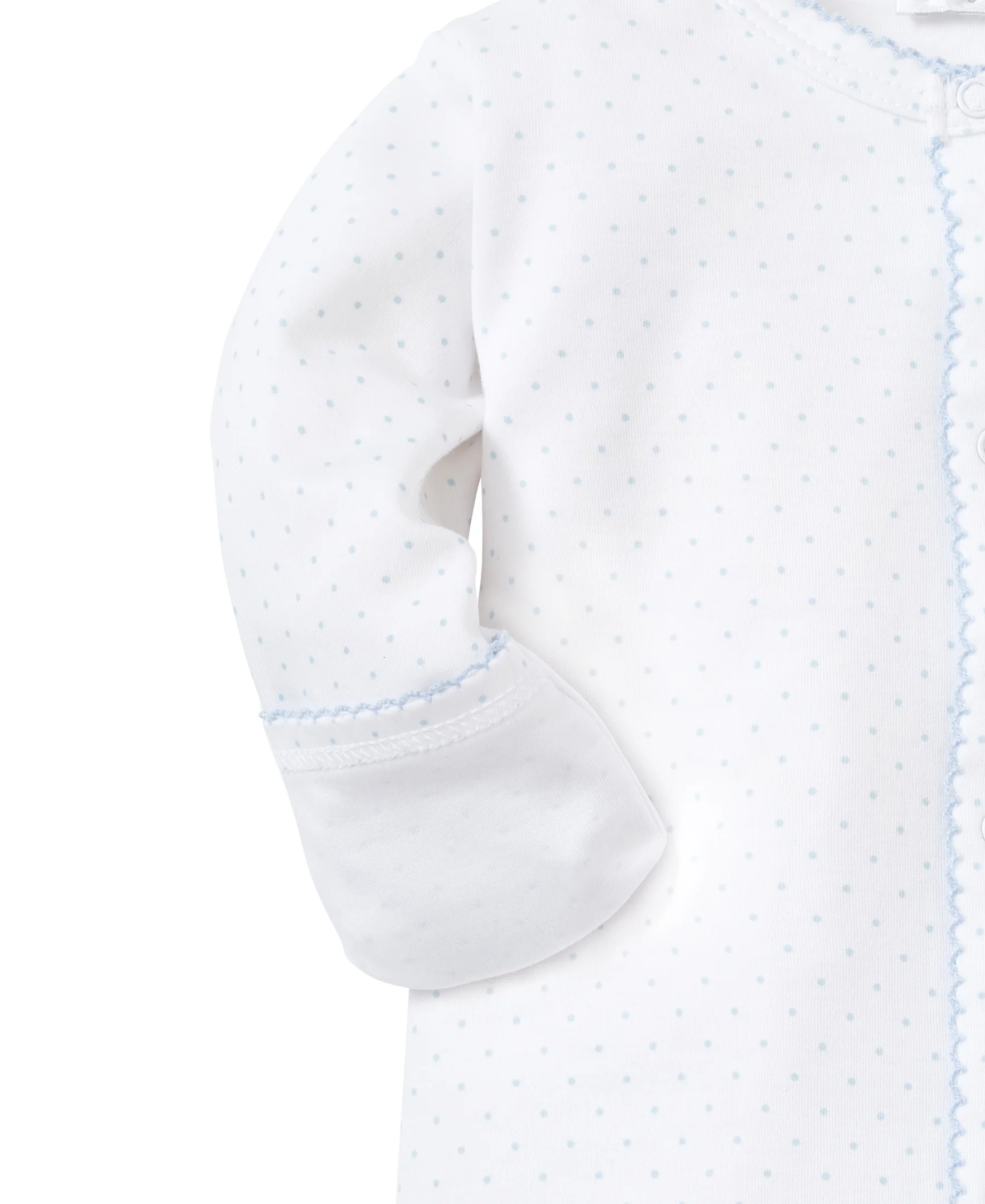 White/Blue New Kissy Dots Print Footie - Image 3
