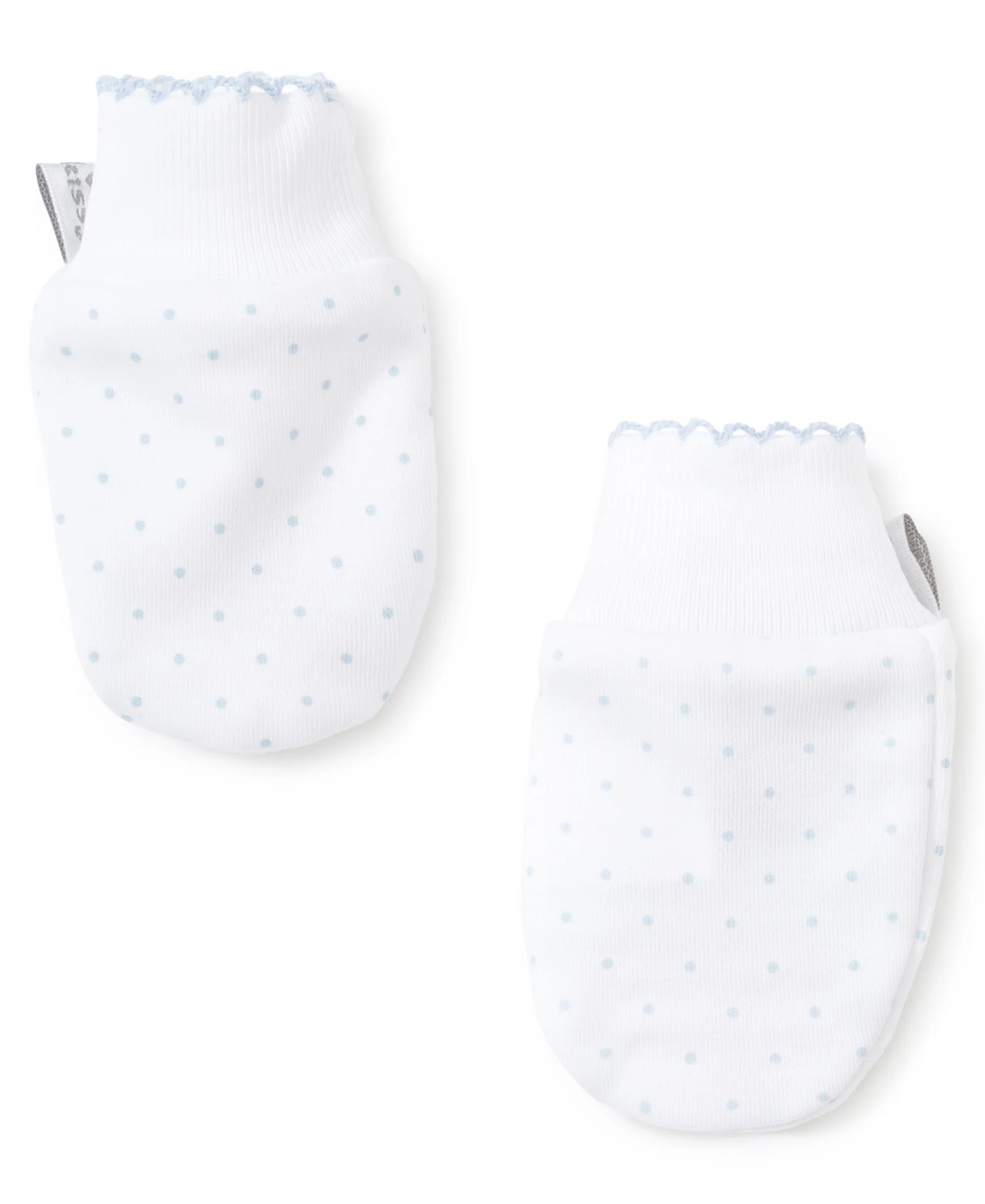 White/Blue New Kissy Dots Print Mitts