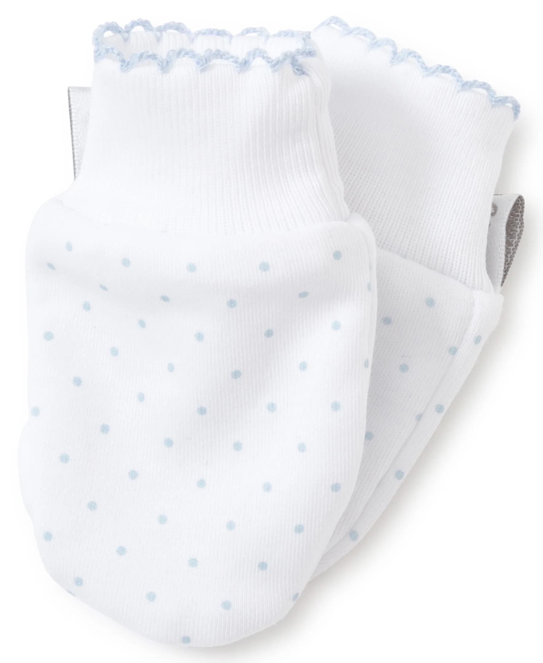 White/Blue New Kissy Dots Print Mitts - Image 2
