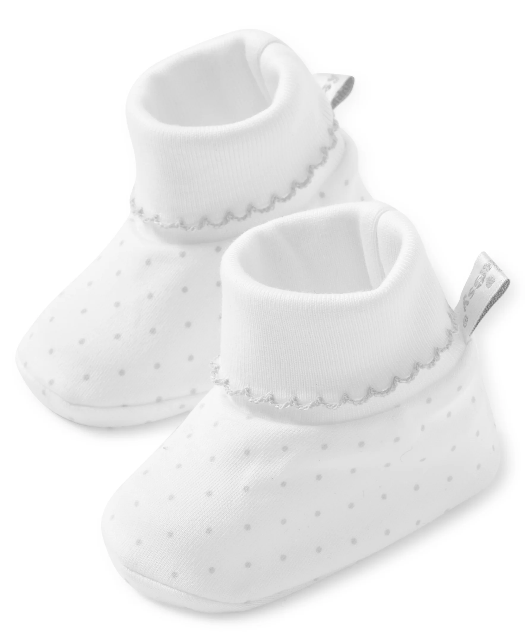 White/Silver New Kissy Dots Print Booties - Image 2
