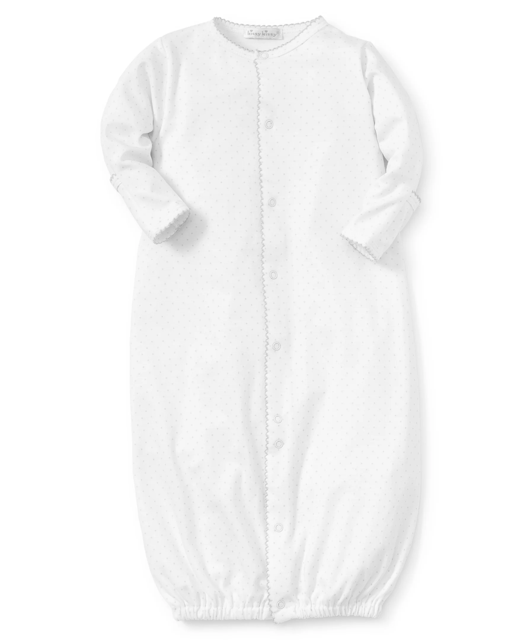 White/Silver New Kissy Dots Print Converter Gown